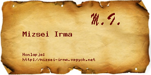 Mizsei Irma névjegykártya